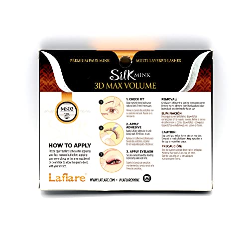Laflare 3D Silk Mink Max Volume Extra Long 25mm Faux Eyelashes LFMS-MS02