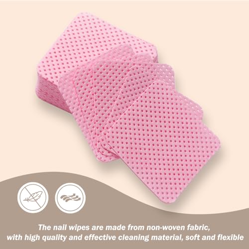 600 Pcs Lint Free Nail Wipes - Non-Woven Fabric Cleaning Pads