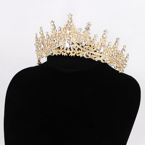 Semato Gold Crown for Women Tiaras with Gemstones – Baroque Vintage Headpiece (Gold)