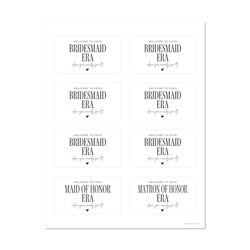 Bridesmaid Mini Champagne Labels - Set of 8 Elegant Stickers