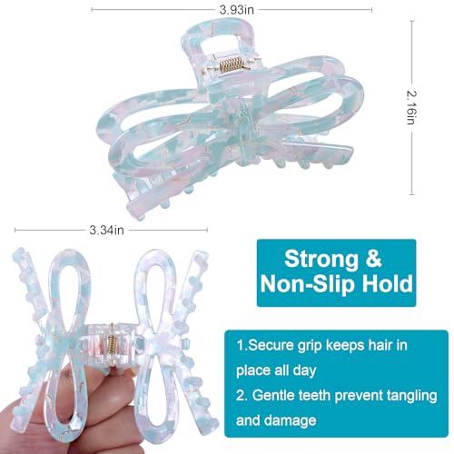 Jayongnee Bow Hair Claw Clips - 3 Pack Butterfly Acrylic Clips for Women