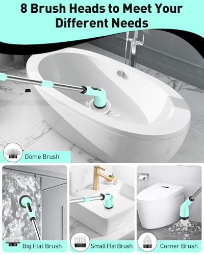 CTMAST Cordless Electric Spin Scrubber with 53-Inch Adjustable Pole