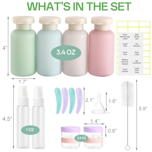 18-Pack Leak-Proof Travel Toiletry Bottles Set - BPA-Free Containers