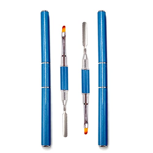 Aliotech Dual-Ended Polygel Nail Brush & Picker Kit - Stainless Steel & Nylon, Lake Blue, 2 Pack