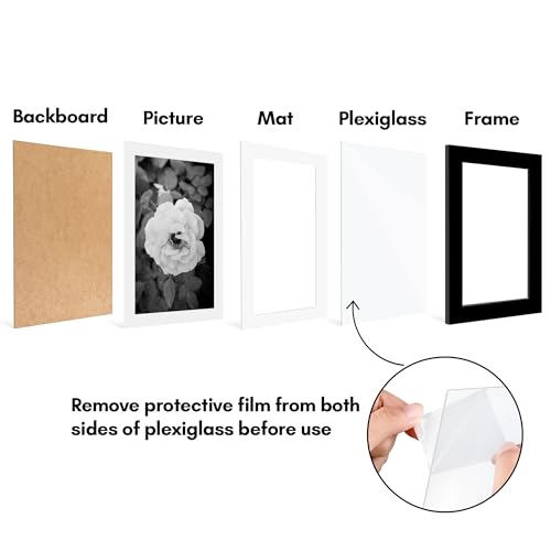 Americanflat Black 5x7 Picture Frame Set, 5-Pack - Matted for 4x6 Photos