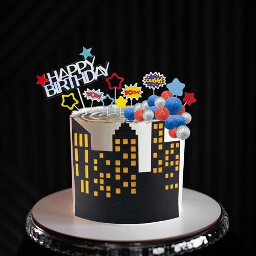 51PCS Superhero Birthday Cake Decorations Set for Kids