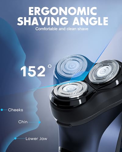 LOBINH Deep Blue Electric Razor for Men, 3D Cordless Shaver with Pop-up Trimmer