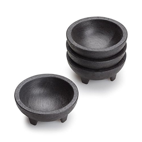 Black Plastic Salsa Bowls - 11 oz, 2 Pack for Dips & Sauces