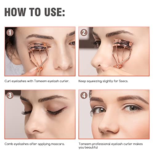 Eyelash Curler Kit - Professional Volumizing Lash Lift Tool with Comb & Refill Pads | Rose Gold