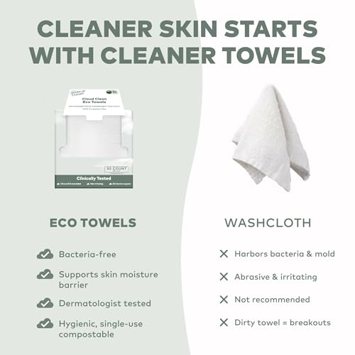 MakeUp Eraser Cloud Clean Eco Disposable Face Towels - Ultra-Soft, Biodegradable, 30 Pack