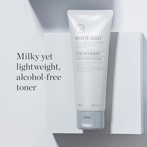 The Face Shop White Seed Exfoliating Cleansing Foam - Brightening Face Wash, 5.07 Fl Oz