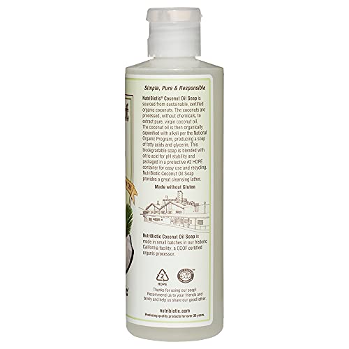 NutriBiotic Organic Coconut Oil Soap, Unscented 8 Oz - Vegan & Biodegradable
