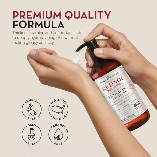 Rosen Apothecary Retinol Body Lotion 16oz – Anti-Aging Firming Moisturizer for Crepey Skin