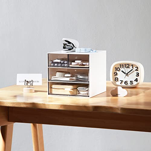 Marknor 4-Drawer Makeup Organizer - White Desktop Cosmetic Storage Box