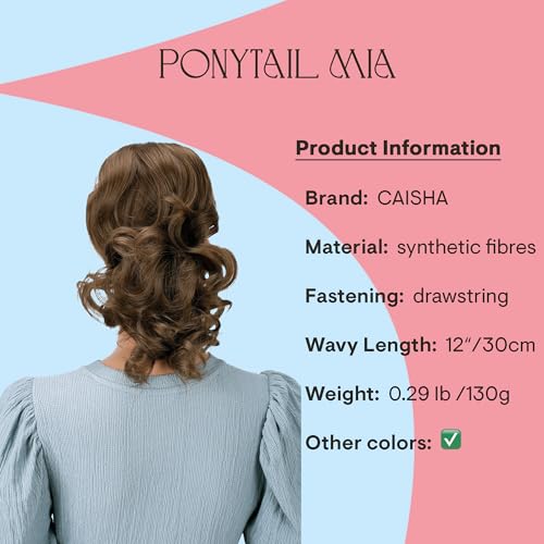 CAISHA 12" Wavy Braid Ponytail Extension - Heat-Resistant Light Brown