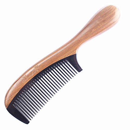 Breezelike Fine Tooth Wooden Hair Comb with Round Handle