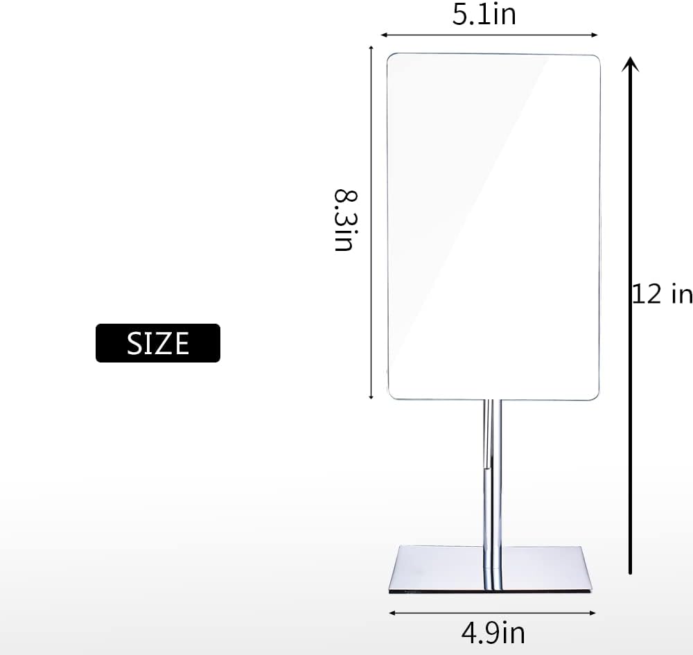 Rectangular Vanity Makeup Mirror - 3X Magnification, Polished Chrome | 304 Stainless Steel for Hotel Bathrooms