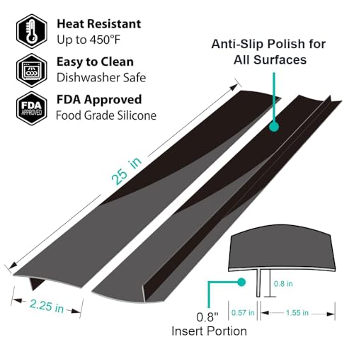 Mofason Silicone Stove Counter Gap Cover - 25 Inch, 2 Pack, Black