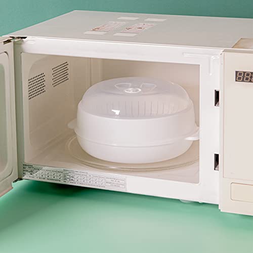 Microwave Steamer with Lid and Tray - 8.4 Inch Plastic Cooker