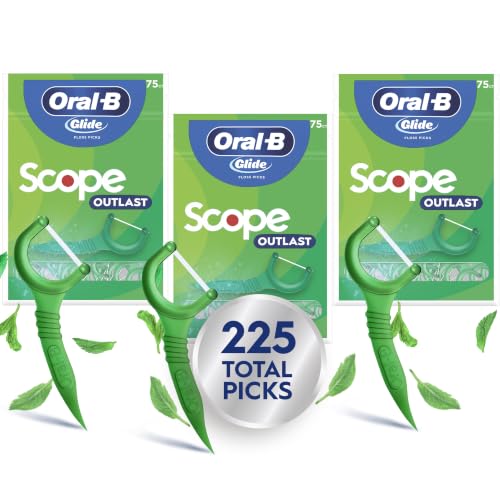 Oral-B Glide Mint Dental Floss Picks with Scope Flavor, 75 Count