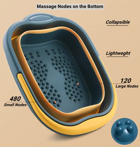 DoroSun Collapsible Foot Soak Basin, 15L Foldable Foot Bath with Massager