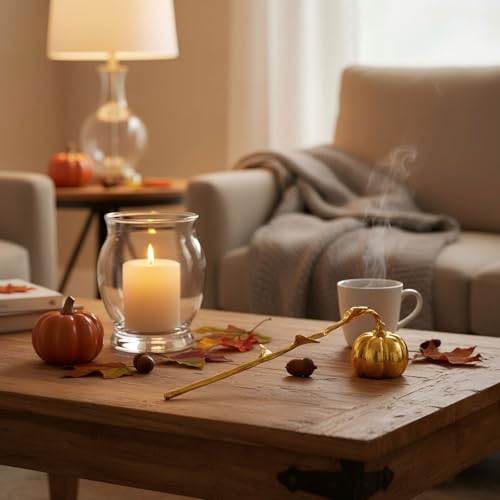 AIM & GGKK Gold Pumpkin Candle Snuffer - Decorative Long Handle Extinguisher
