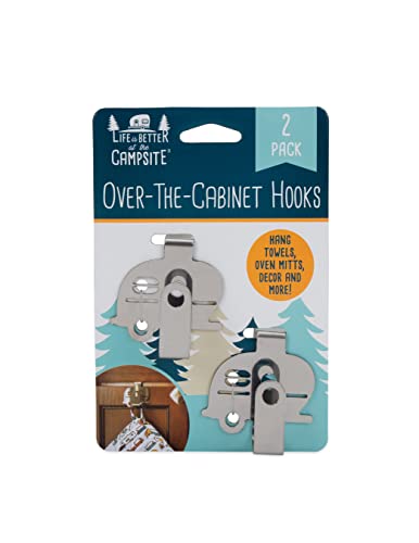 Camco Over-the-Cabinet Hooks - Stainless Steel, 2-Pack for ¾" Doors