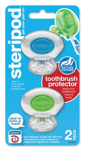 Steripod Toothbrush Protectors, Clip-On Covers for Manual & Electric, 4 Pack