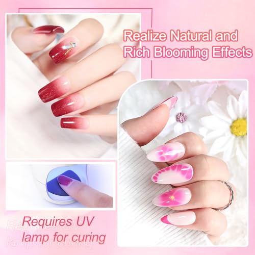JODSONE Clear Blooming Gel Nail Polish - 2Pcs 16.5ml for Marble & Floral Designs