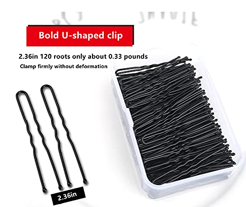 U Shaped Black Hair Pins for Bridal & Bun Styles - 120 Pack