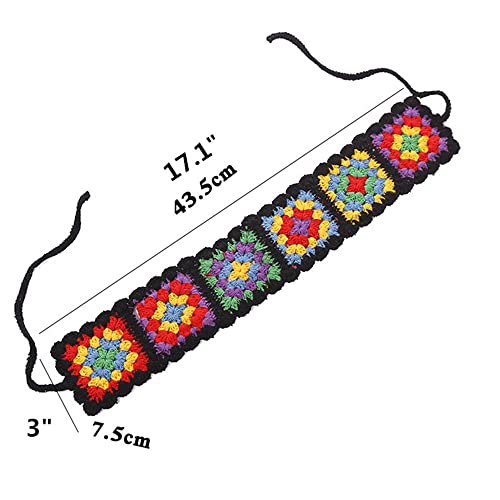 QTMY 3-Pack Crochet Headbands for Women Girls - Boho Floral Hair Wraps, Elastic & Comfortable