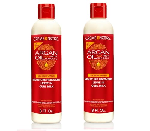 Creme of Nature Argan Oil Moisture Recovery Leave-In Milk, 8 Fl Oz (Pack of 2)