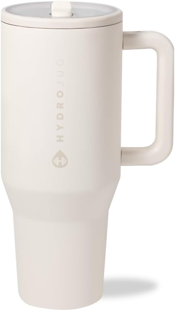 HydroJug 32 oz Insulated Water Bottle - Leak Resistant with Handle & Flip Straw | Pink Sand