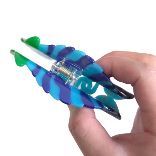 Cyan Chameleon Hair Claw Clip - Cute Novelty Acetate Hair Accessory