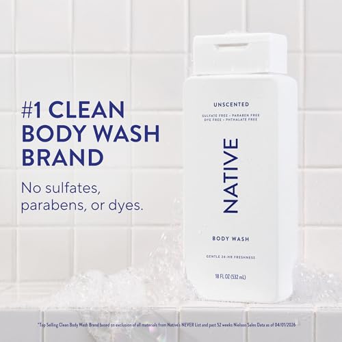 Native Unscented Body Wash for Men & Women - 18 oz, Vegan & Cruelty-Free