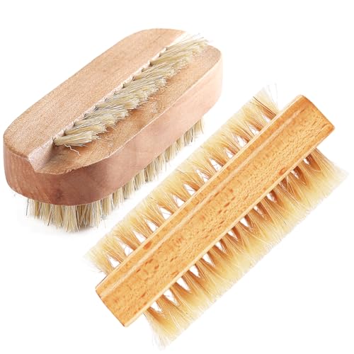 Fcozpjk Bamboo Nail Brush Set - 2Pcs Flexible Bristle Scrubber