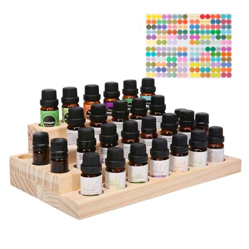 Pure Vie 4-Tier Wooden Essential Oil Storage Box - 30-Slot Organizer