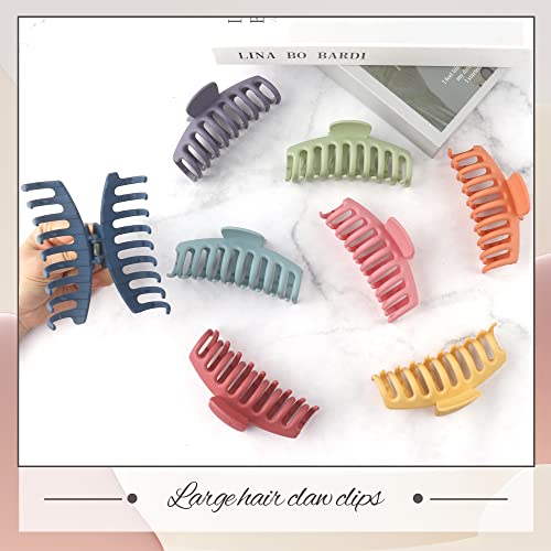 A-Colorful Large Hair Claw Clips for Thick Hair Matte Non-Slip 8PCS - Beauty.H.C