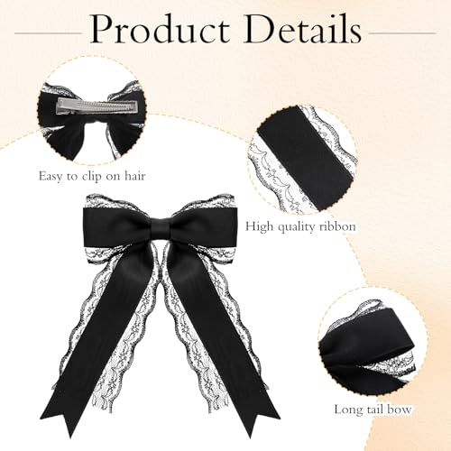 Giantree Black Lace Hair Bow Clips for Women - 2 Pack