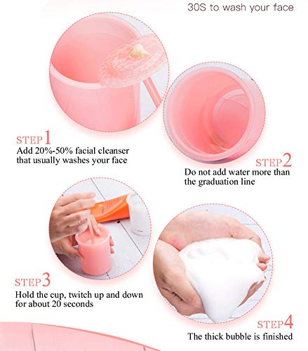 KOVCOAP 0.5oz Pink & White Foam Maker for Face Wash - 2 Pack, Marshmallow Skin Care Tool