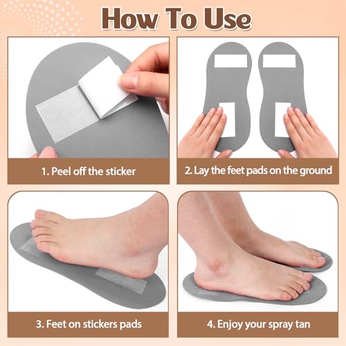 Suhine Dark Color Disposable Spray Tan Feet Pads Bulk 40 Pairs, Comfortable & Hygienic Sunless Tanning Accessories