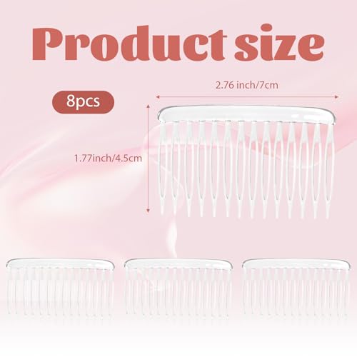 Bruislard 8 Pcs 14 Teeth Vintage Hair Comb Clips - Transparent
