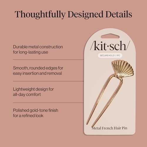 Kitsch French Hair Pin - Gold Metal Hair Accessory for Updos