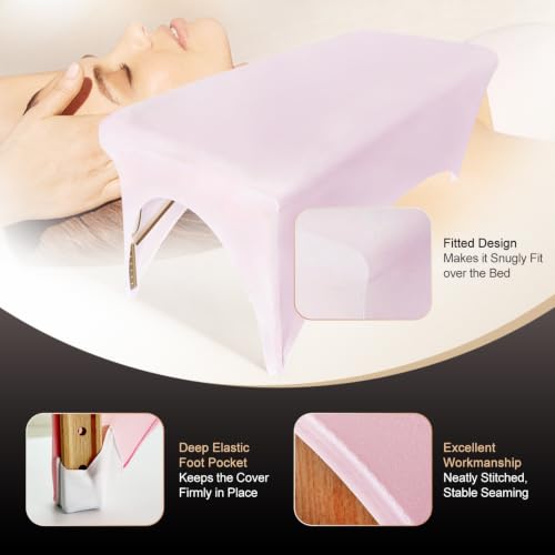 Professional Pink Spa Bed Cover - Stretchy Fitted Table Protector (1-Piece)