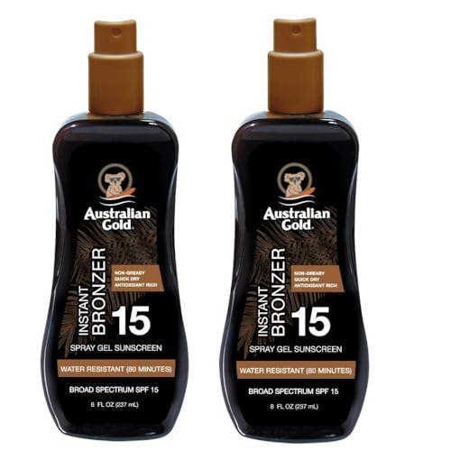 Australian Gold SPF 15 Spray Gel Sunscreen with Instant Bronzer - 16 oz, 2 Pack
