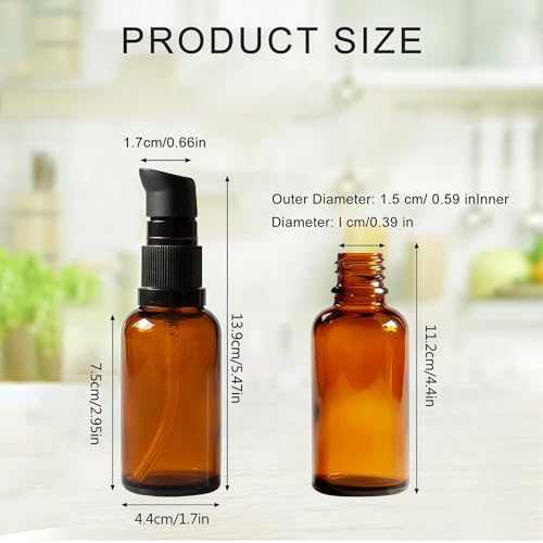3 Pack 100ml Amber Glass Refillable Lotion Bottles with Pump Dispenser for Travel & Skincare