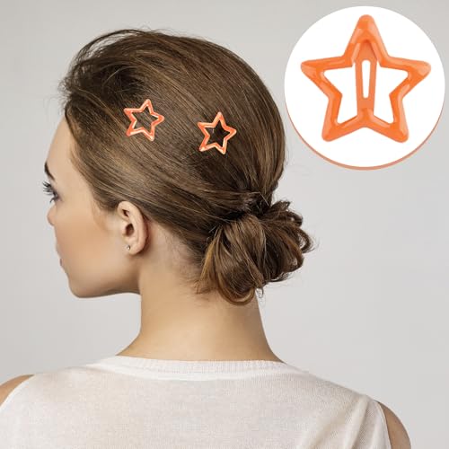 20-Piece Orange Star Hair Clips for Women - Non-Slip Barrettes