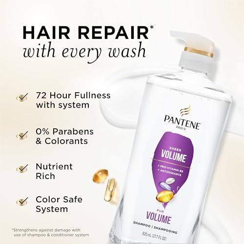 Pantene Sheer Volume Shampoo - 72-Hour Fullness & Lightweight Nourishment