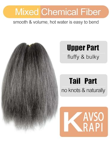 KAVSORAPI 12 Inch Pre-Stretched Braiding Hair - Salt & Pepper Synthetic Yaki