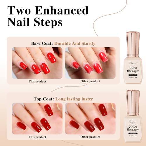 SHOYUM 15ml Gel Base and No Wipe Top Coat Set - Long Lasting Nail Manicure